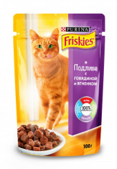 Friskies консервы для кошек в подливе с говядиной и ягненком пауч 100 гр.